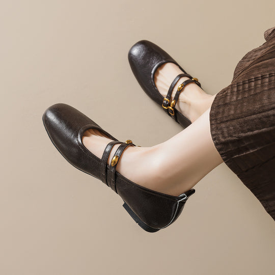 Damen Ballerinas mit eleganten doppelten Riemen und praktischen Schnallen EB