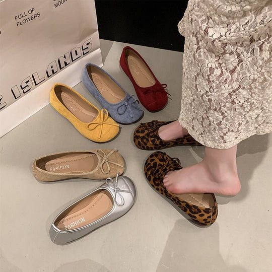 Damen klassische Ballerinas mit dekorativem Schleifenakzent EB