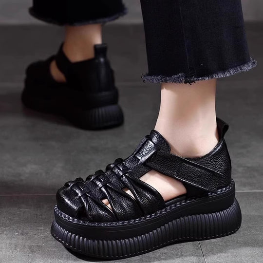 Damen Plateau-Sandalen mit modischem Riemchen-Design und rutschfester Sohle EB