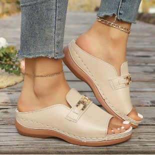 Damen Komfortable Clogs mit dekorativen Schnallen EB