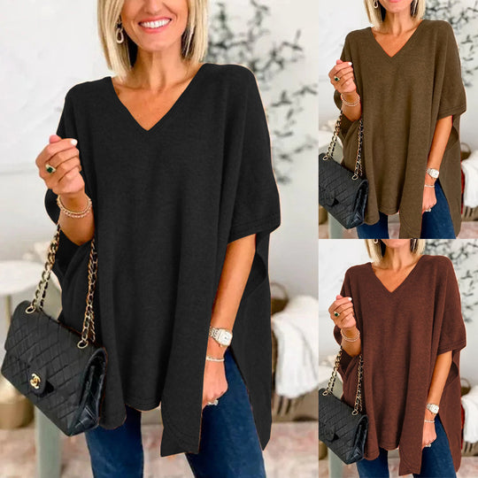 Damen V-Ausschnitt Oversized-Tunika EB