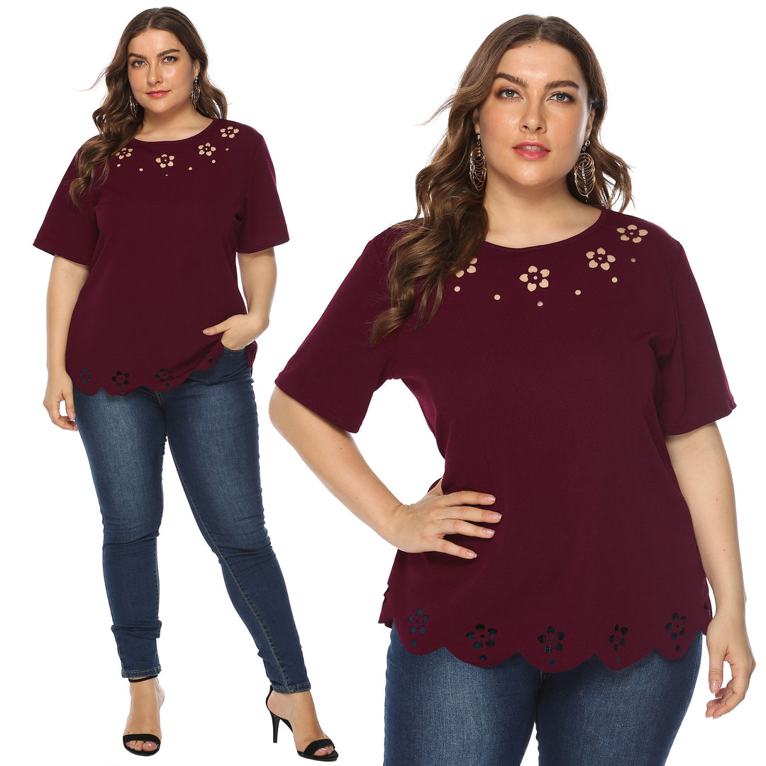 Damen elegantes Oberteil mit dekorativen Blumenstickereien EB