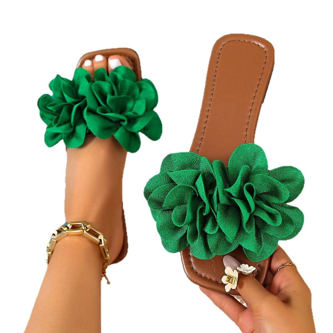 Damen modische Pantoletten mit floralen Applikationen EB