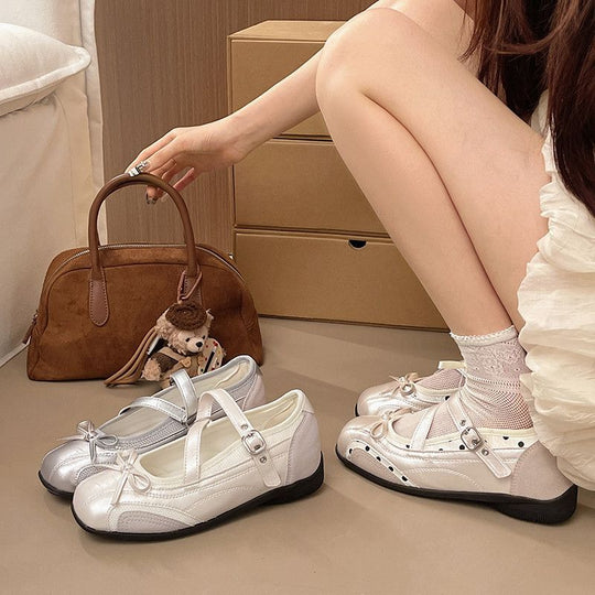 Damen Komfortable Ballerinas mit dekorativem Riemchen EB