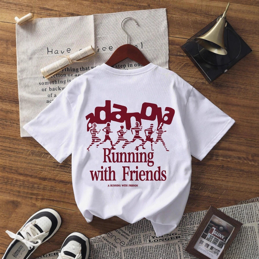 Damen Oversized T-Shirt mit kreativem Schriftzug und lässigem Schnitt EB