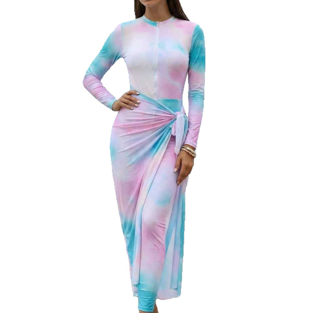Damen Eleganter Surfanzug mit Reißverschluss und Wickeldetail EB