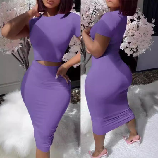 Damen Figurbetontes Kleid-Set mit kurzem Oberteil und Pencil-Rock EB