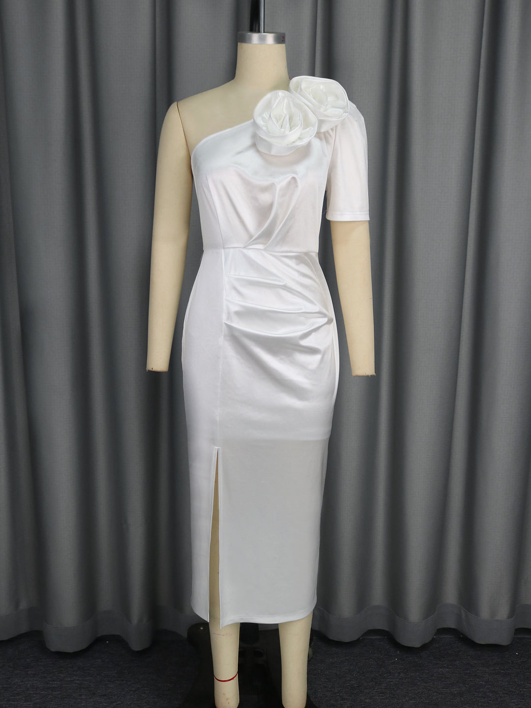 Damen Elegantes One-Shoulder Abendkleid mit zarten Blütenakzenten EB