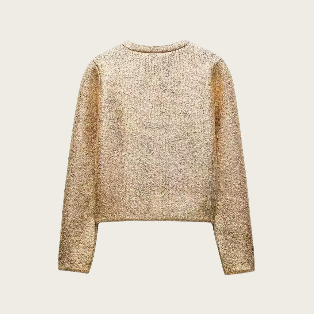 Damen Elegante Strickjacke mit luxuriösem Glitzer und praktischen Taschen EB