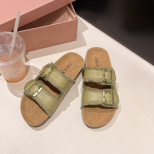 Damen Komfortable und stilvolle Clogs mit doppeltem Riemen und Verstellbarem Schnallenverschluss EB