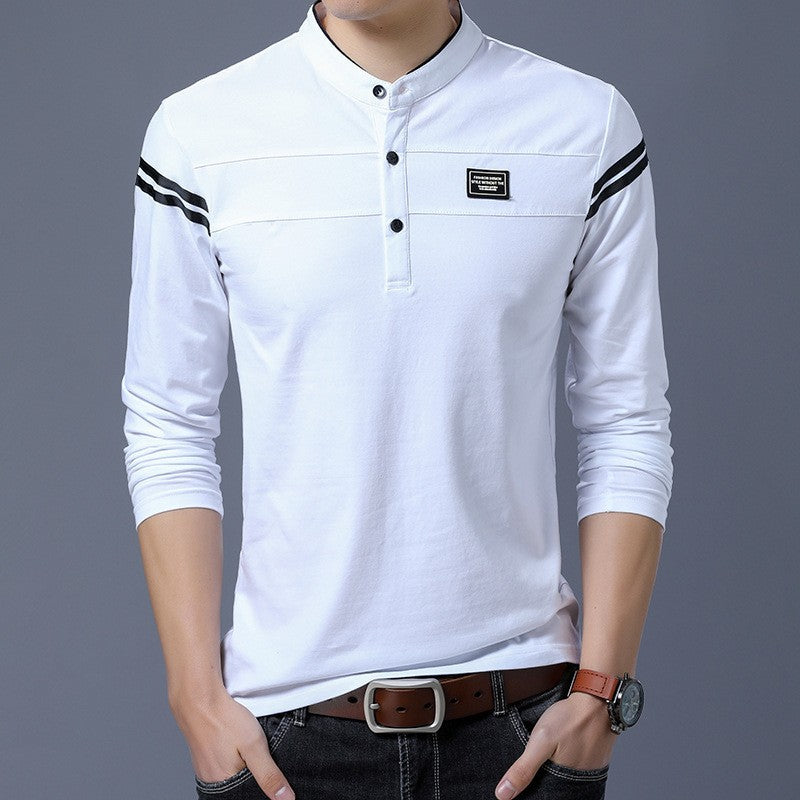 Herren Langarm-Henley-Shirt mit stylischen Kontraststreifen EB