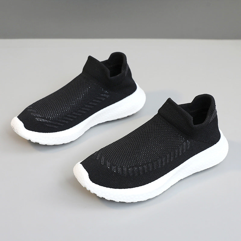 Damen atmungsaktive Slip-On Sneakers mit flexiblem Strick-Obermaterial EB