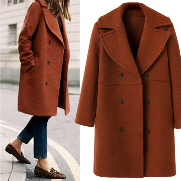 Damen Eleganter Doppelt-knopf Mantel mit modernem Revers EB