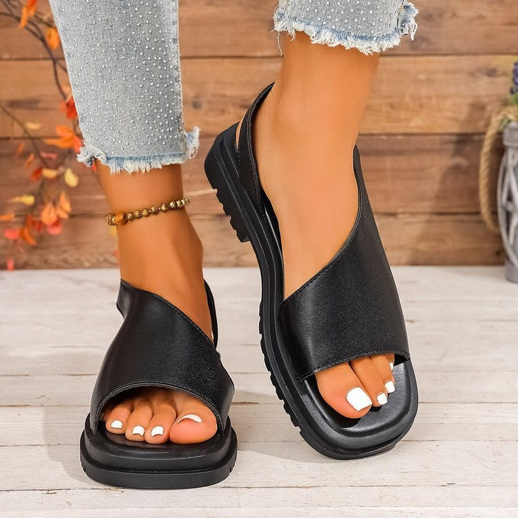Damen bequeme Riemchen-Sandalen mit buntem Muster EB