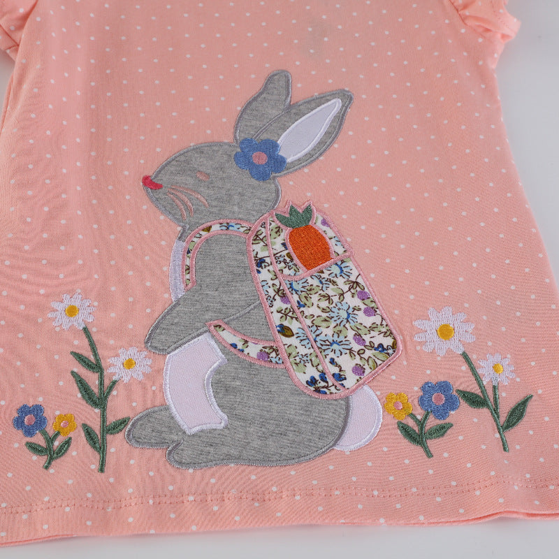 Mädchen T-Shirt mit niedlicher Hasenapplikation EB