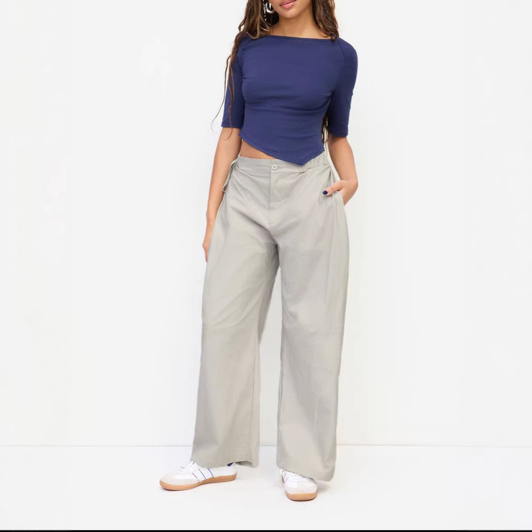 Damen lässige Culotte-Hose mit elastischem Bund und praktischen Seitentaschen EB