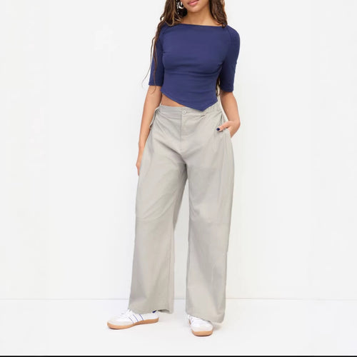 Damen lässige Culotte-Hose mit elastischem Bund und praktischen Seitentaschen EB