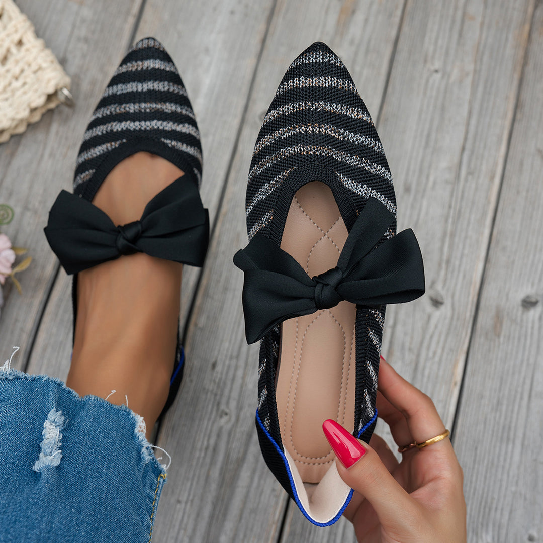 Damen spitzen Ballerinas mit eleganter Schleifenapplikation EB