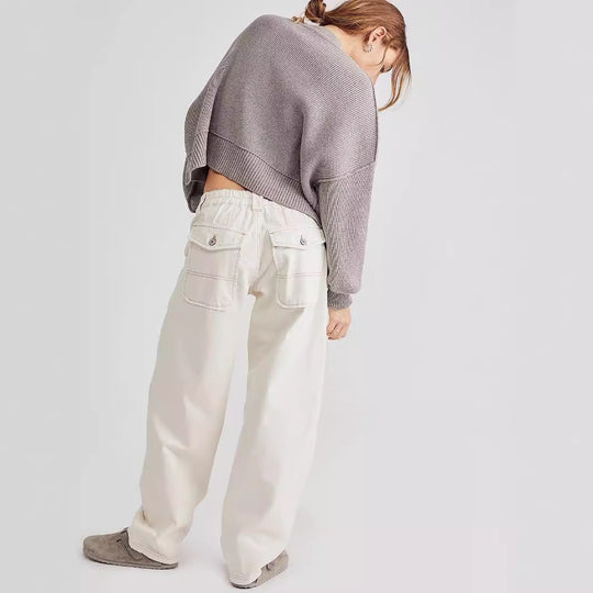 Damen Lässige High-Waist Jeans mit praktischen Seitentaschen EB