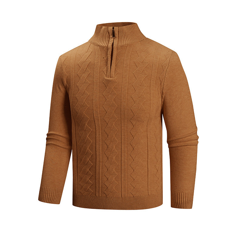 Herren modischer Strickpullover mit hohem Kragen und strukturiertem Design EB