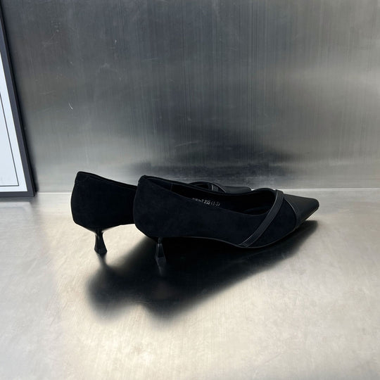 Damen elegante Pumps mit feiner Lederkombination und komfortablem Absatz EB
