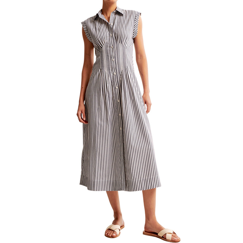 Damen Maxikleid mit Schulterklappen und klassischem Knopfverschluss EB