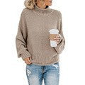 Damen nan grobstrick Rollkragenpullover mit Oversize-Schnitt und Blockstreifen-Optik EB