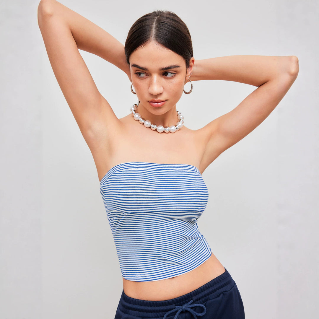 Damen Bandeau-Top mit feinen Streifen EB