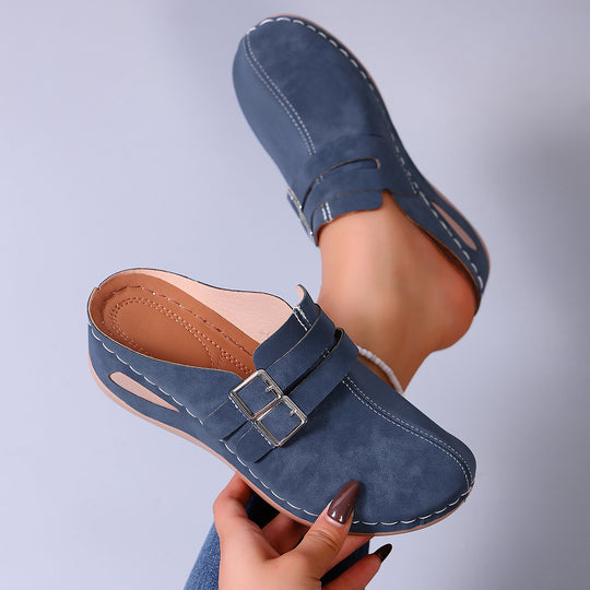 Damen Clogs mit modischem Doppelschnallen-Design und ergonomischer Fußbettung EB