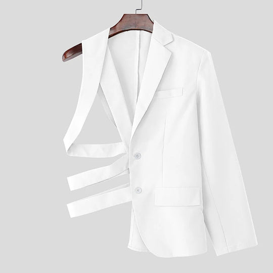Damen nan asymmetrischer Blazer mit Riemendetails und Reverskragen EB