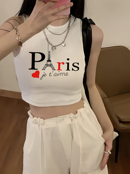 Damen Crop-Top mit kreativem Spruch und lässigem Schnitt EB