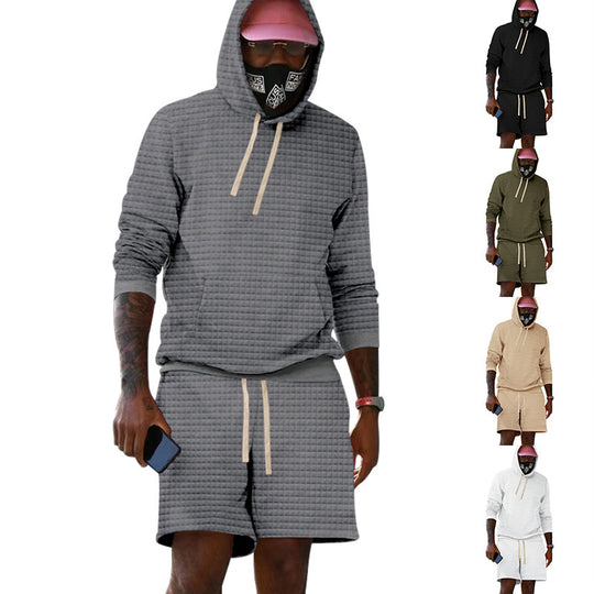 Herren Sportiv gestepptes Hoodie- und Shorts-Set EB