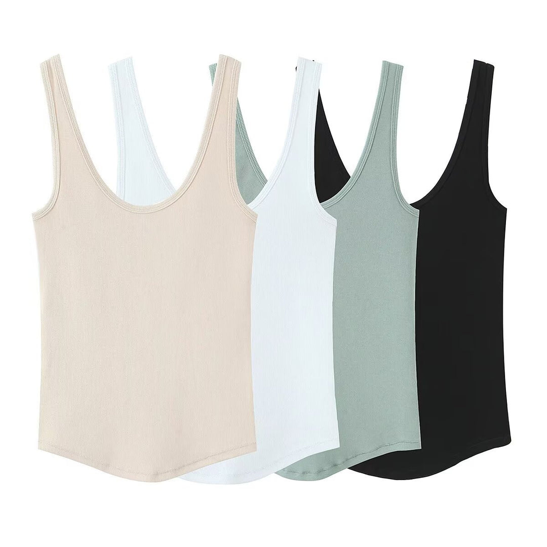 Damen hochwertiges Rippen-Top mit elegantem Rundhals und bequemer Passform EB