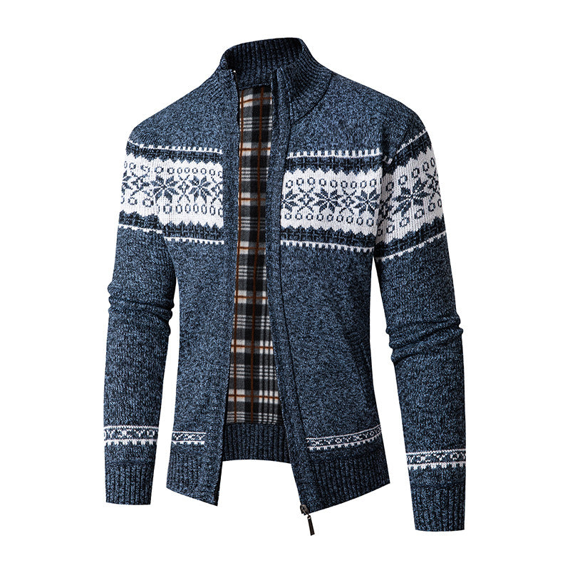 Herren Strickjacke mit hohem Kragen und modernem Zipper EB