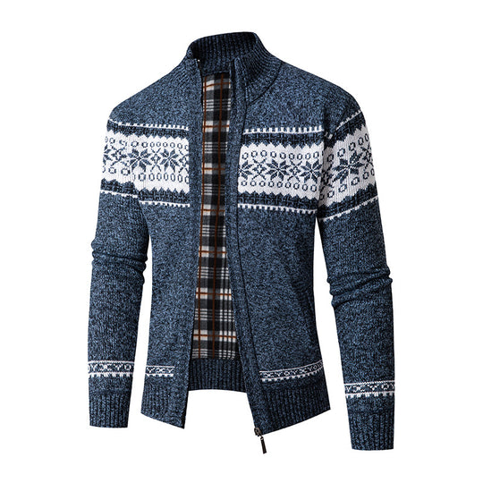Herren Strickjacke mit hohem Kragen und modernem Zipper EB