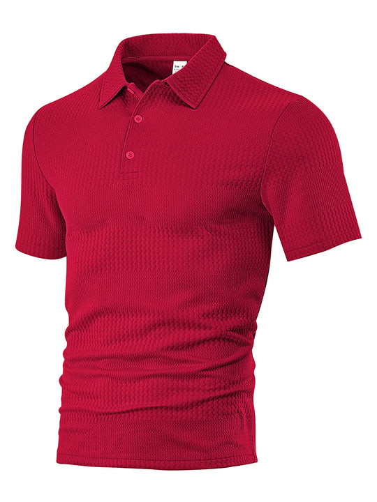 Herren nan körperbetontes Kurzarm-Polo aus elastischem Jacquardstrick mit Hemdkragen EB