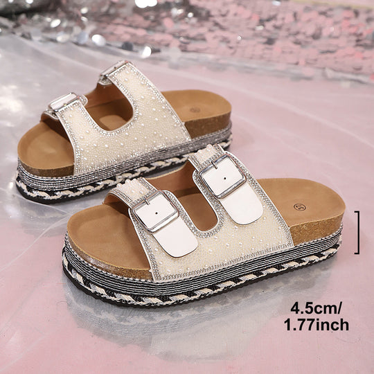Damen Plateausandalen mit dekorativem Riemendesign und ergonomischem Fußbett EB