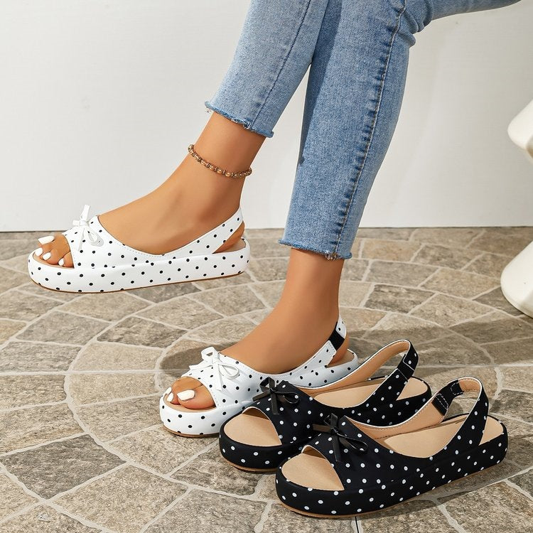 Damen Offene Ballerinas mit dekorativem Schleifendetail EB