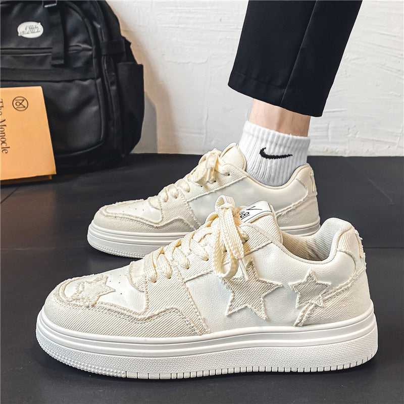 Damen modische Sneakers mit gesticktem Sternendesign und lässigem Look EB