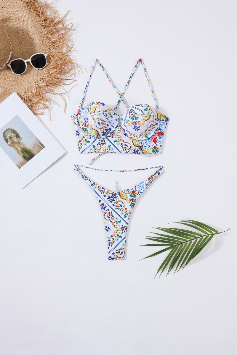 Damen Bügel-Bikini-Set mit floralen Akzenten EB