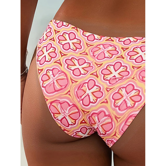 Damen Hochtailliertes Bikiniunterteil mit floralem Muster EB