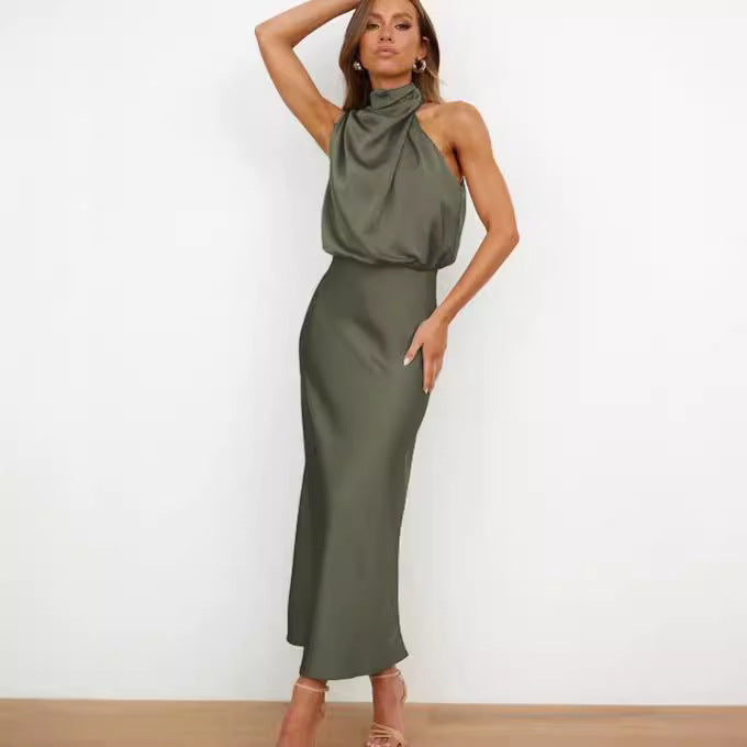 Damen Elegantes Etuikleid mit asymmetrischem Kragen und fließendem Schnitt EB