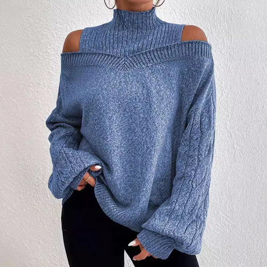 Damen Pullover mit schulterfreien Ärmeln und hohem Kragen EB