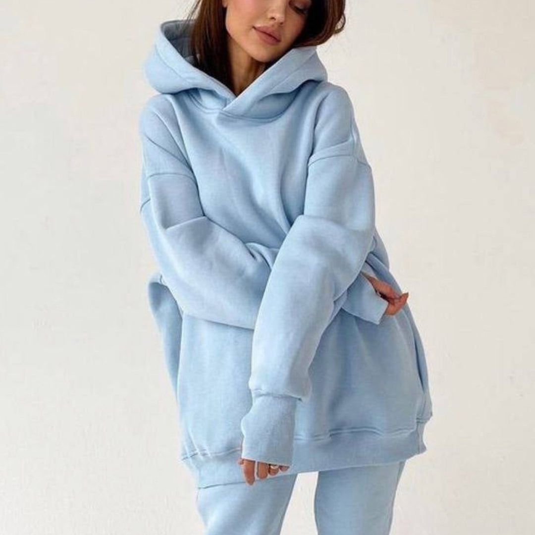 Damen nan oversized Kapuzen-Loungewear-Set mit extragroßer Kapuze und taillierter Jogginghose EB