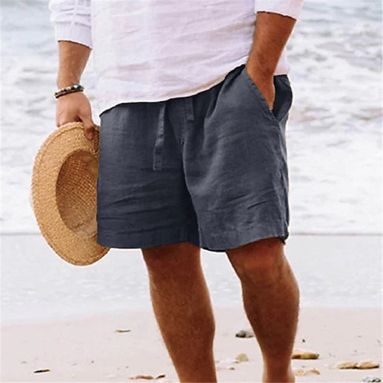 Herren luftige Leinen-Shorts mit elastischem Bund und praktischen Seitentaschen EB