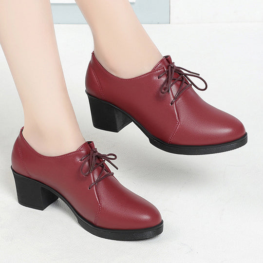 Damen Elegante Schnürschuhe mit bequemen Blockabsatz und modischem Obermaterial EB