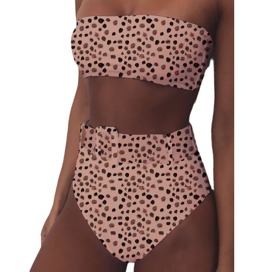 Damen Hoch tailliertes Bikini-Set mit bandeau Oberteil EB