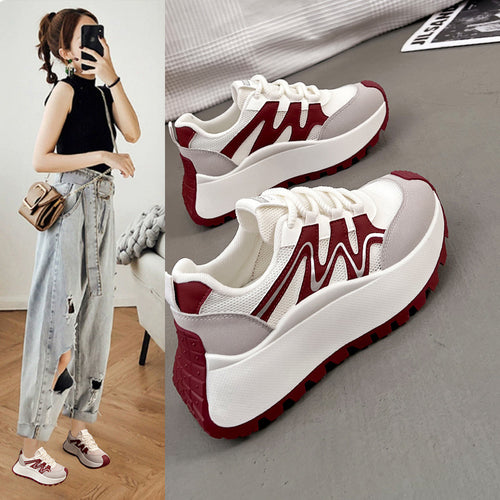 Damen Sportliche Chunky Sneakers mit atmungsaktiver Mesh-Oberfläche und komfortabler Dämpfung EB