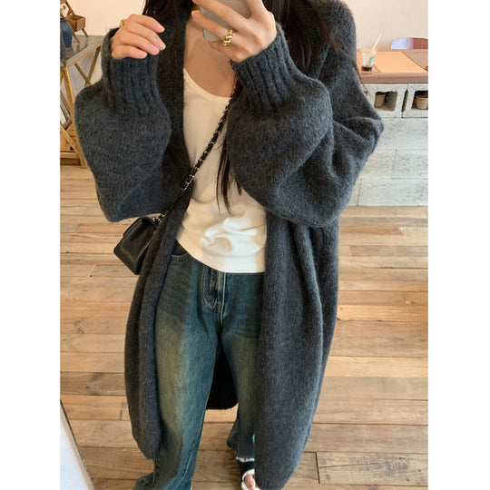 Damen Kuscheliger Strickcardigan mit lässigem Schnitt und weitem Kragen EB