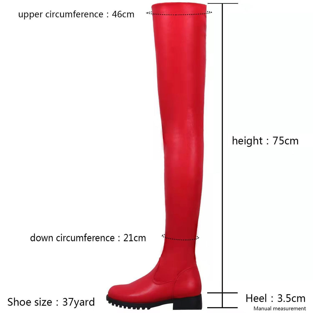Damen Overknee-Stiefel aus Stretch-Kunstleder mit seitlichem Reißverschluss und robuster Profilsohle EB